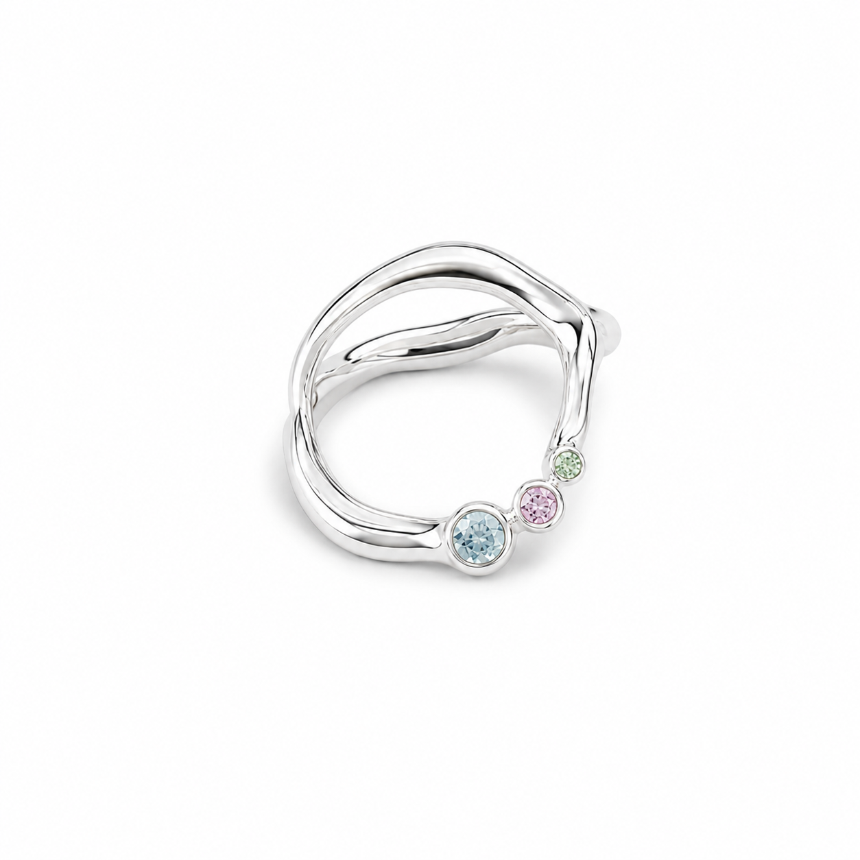 Curves Big safir sølv ring
