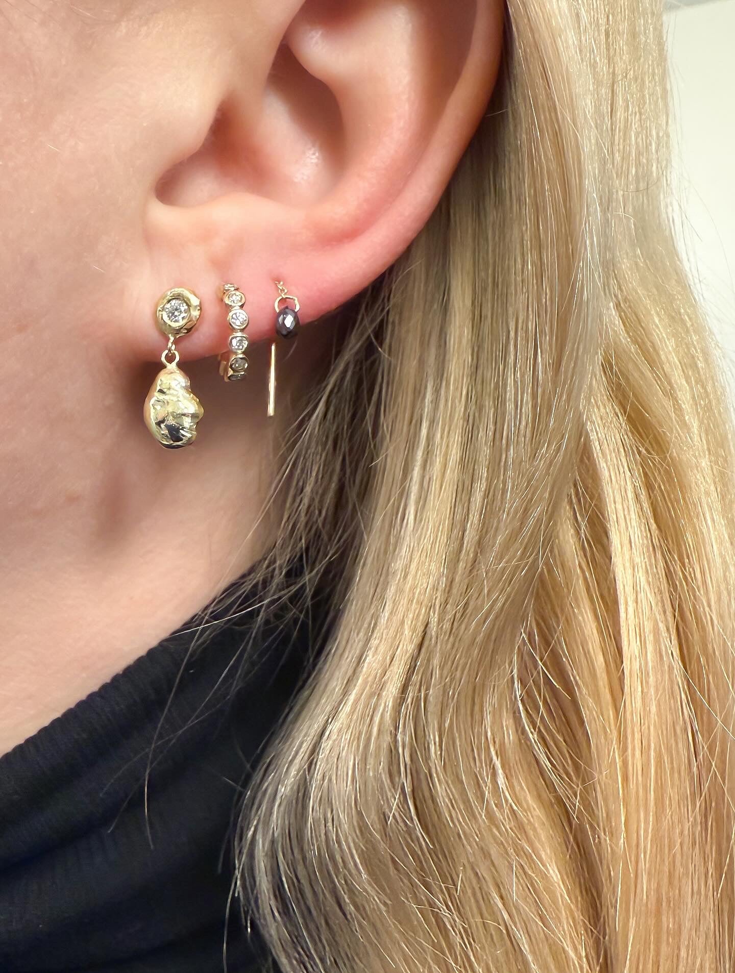 Diamond Double Drop gold earrings