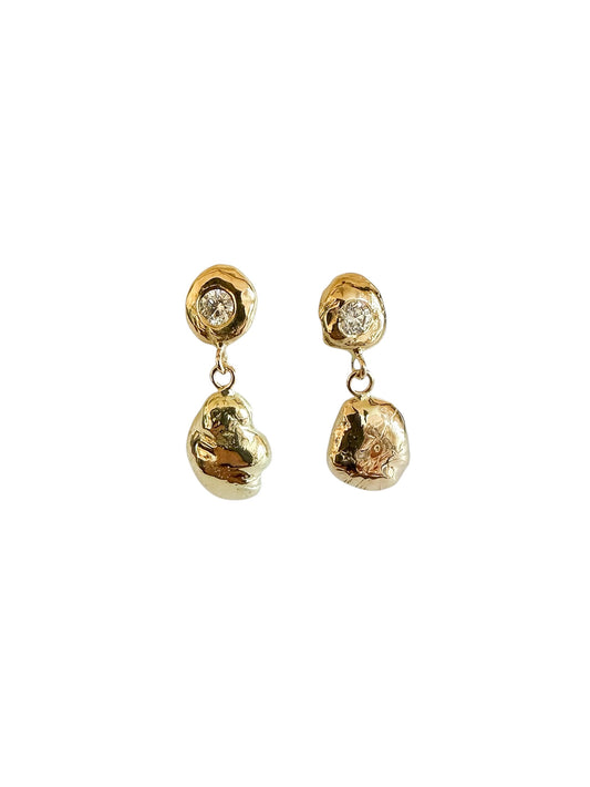 Diamond Double Drop gold earrings