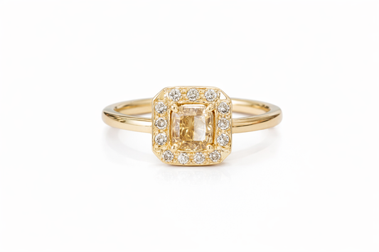 Champagne Dream 14 kt guld rung med hvide diamanter