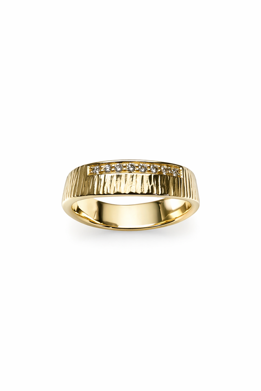 Wave Pave 14 kt guld ring