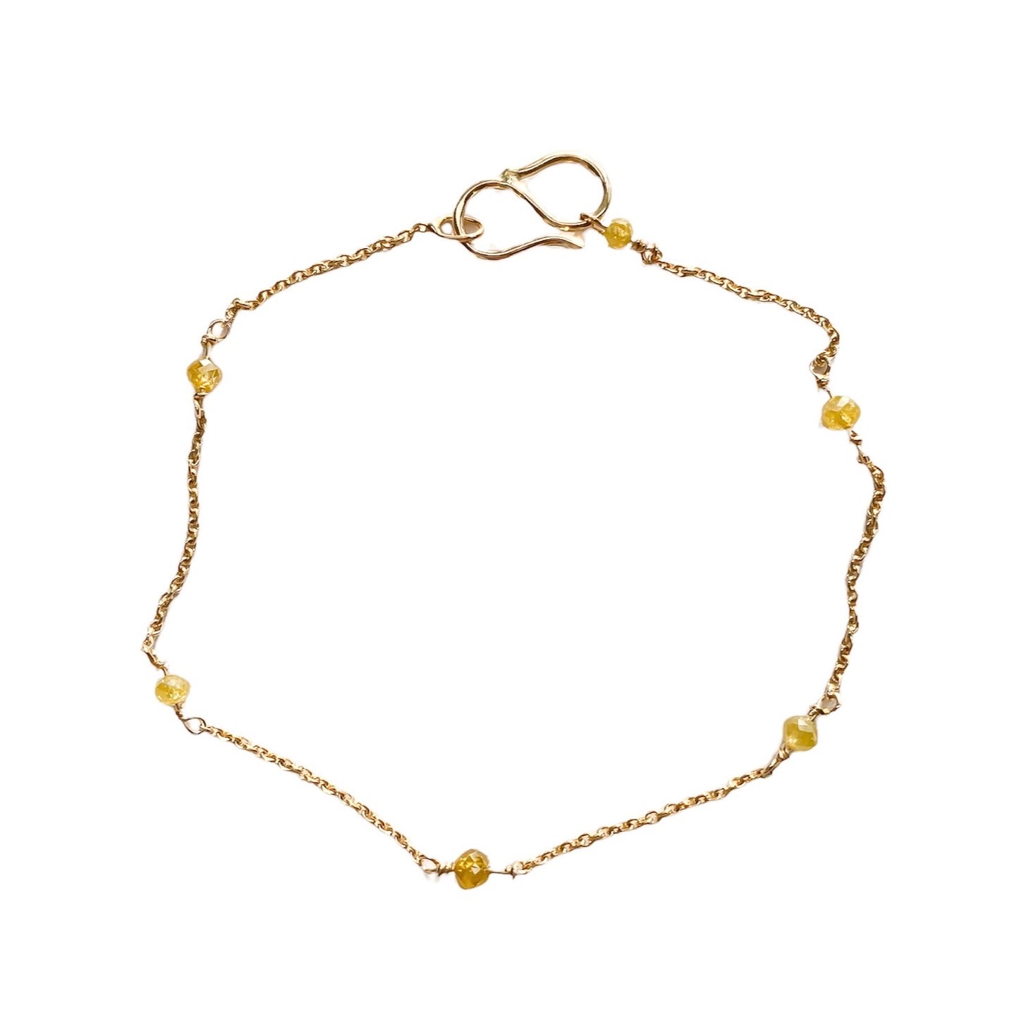 Beads 14 kt gold green diamond bracelet