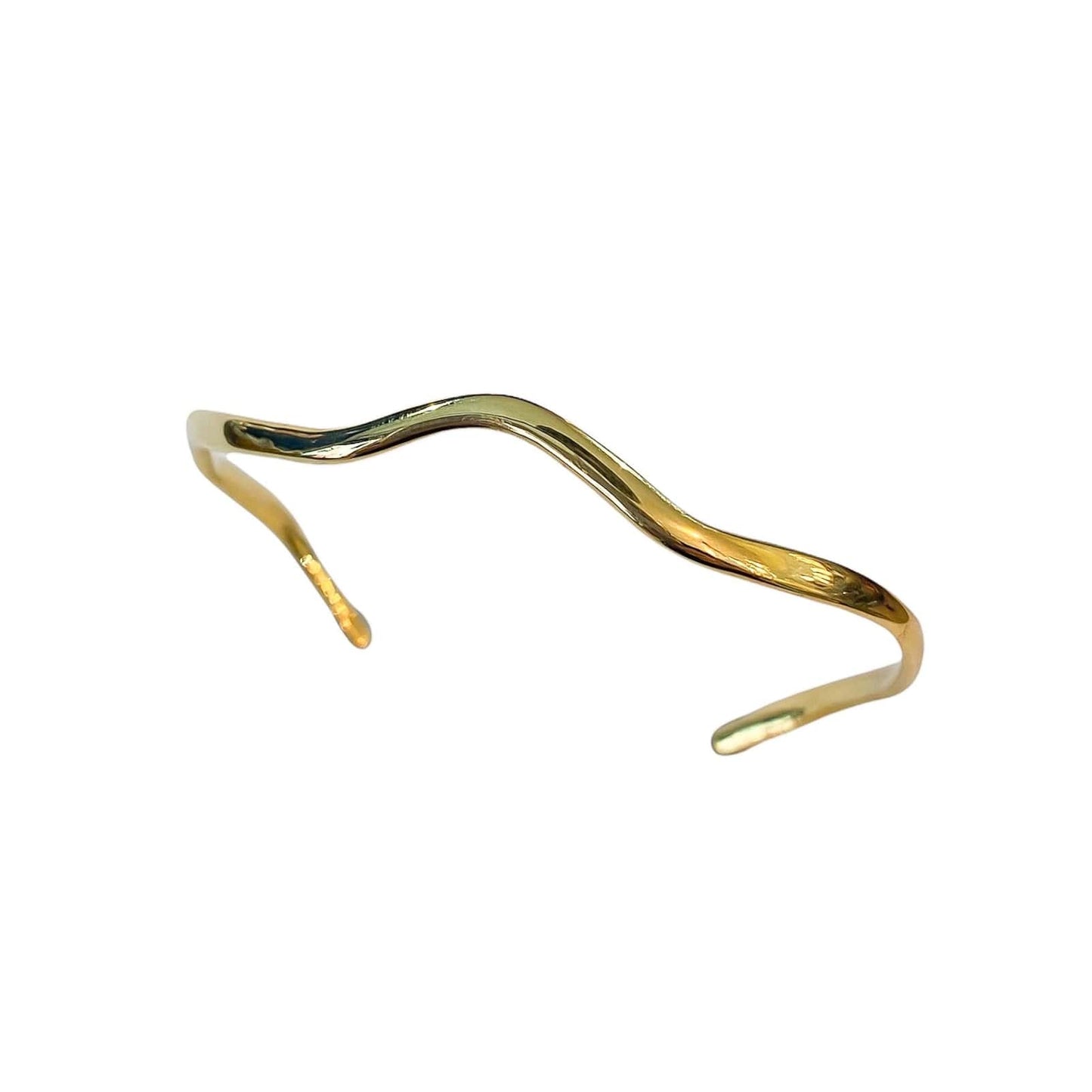 Curves gold plated silver bracelet, top view.