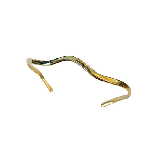 Curves gold plated silver bracelet, top view.