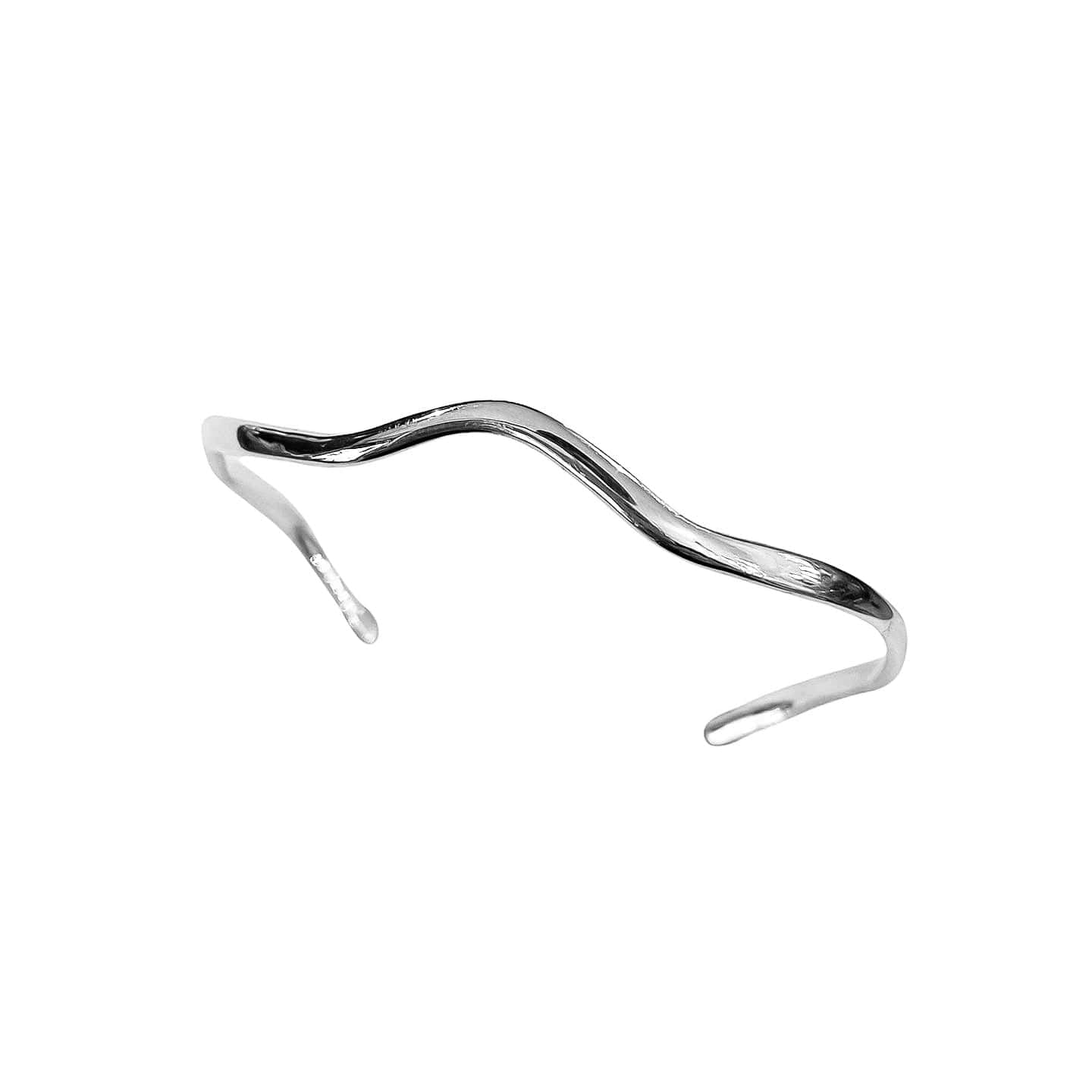 Curves clean silver bracelet, top view.