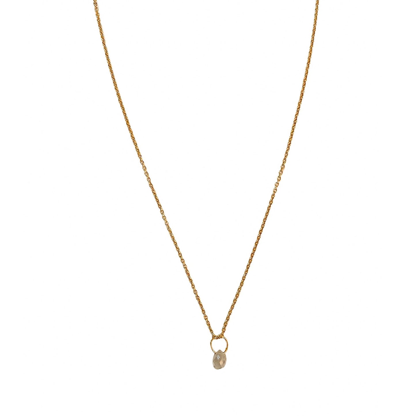 Diamond Drop gold plated grey diamond necklace.