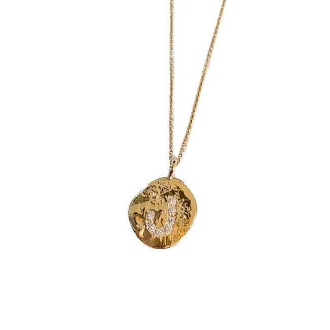Diamond Tags 14 kt gold necklace.