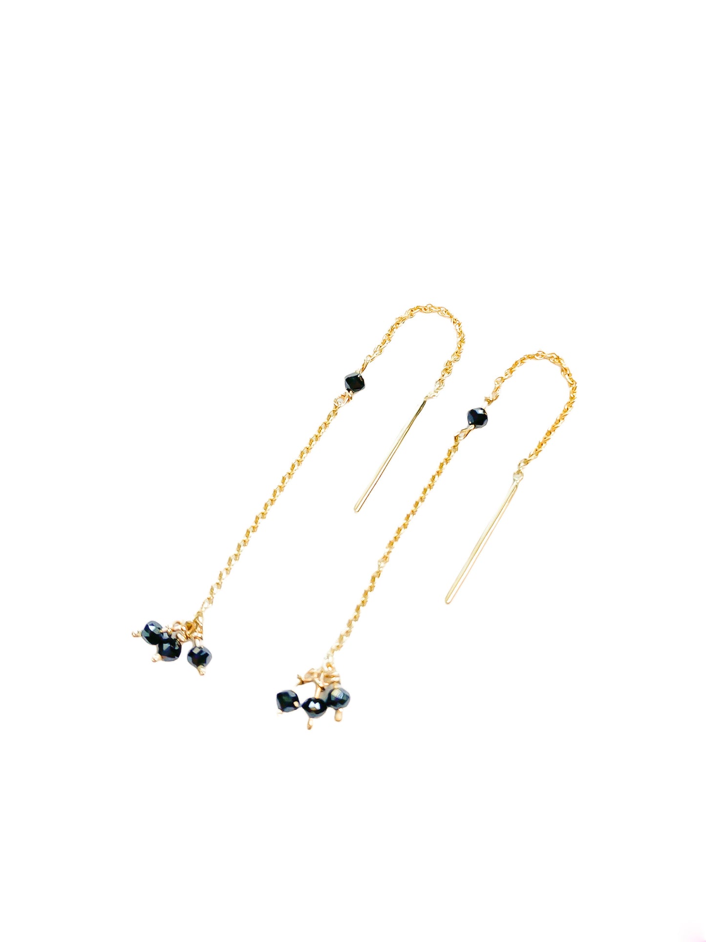 Diamond beads earrings on a chain