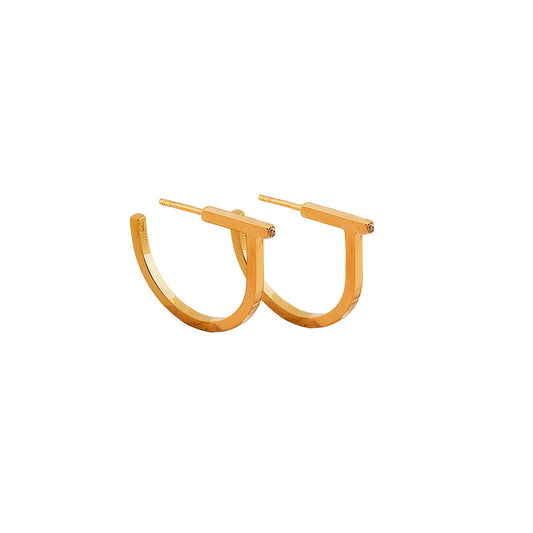 Rainbow Big 925 gold plated silver earrings, side view.