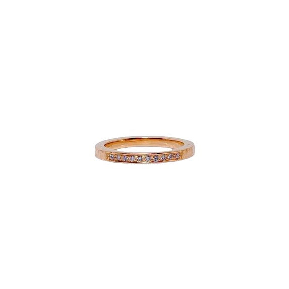 Raw Pavement 14 kt diamond ring, front view.