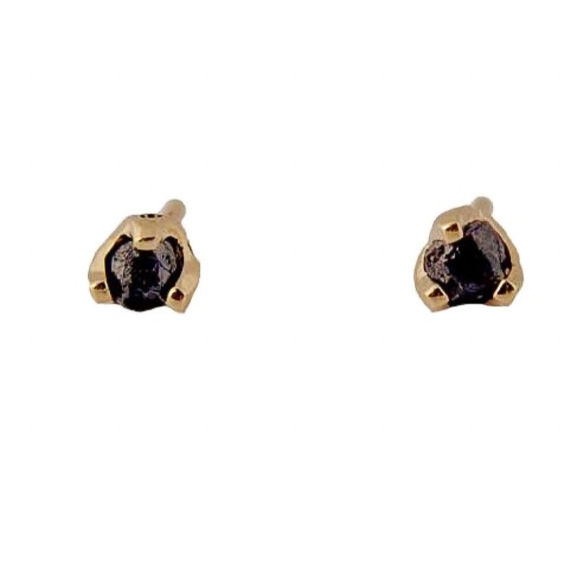 Raw Rocks 14 kt gold earrings, front view.