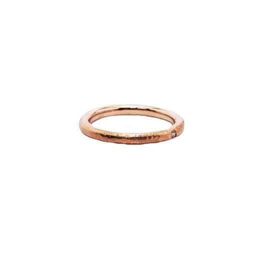 Round Single Diamond 14 kt gold ring, rear view.