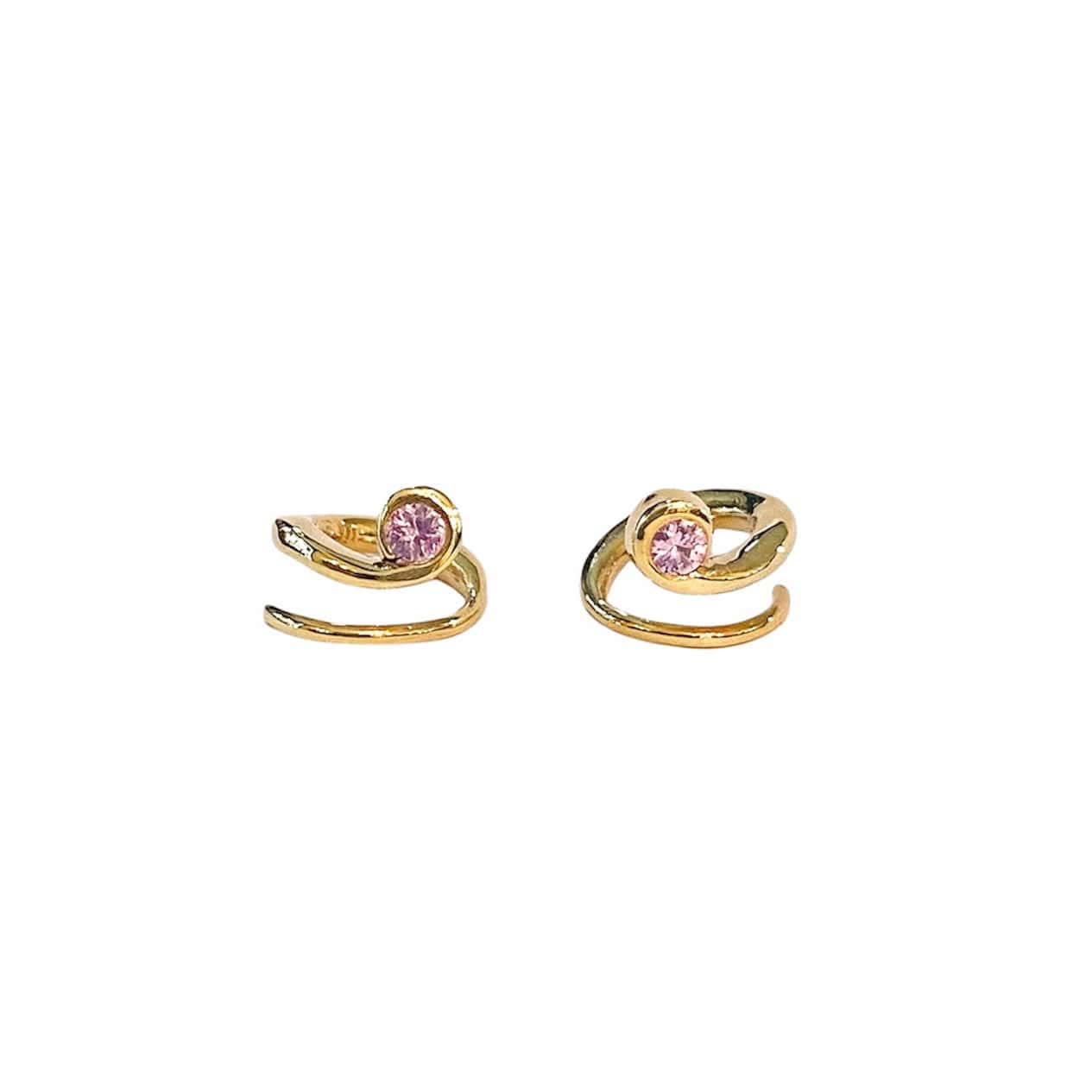 Simone Noa Spirulina gold plated earrings, side view.