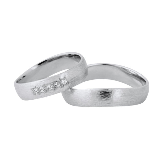 Waves White Gold ringe i 14 kt guld, forfra.