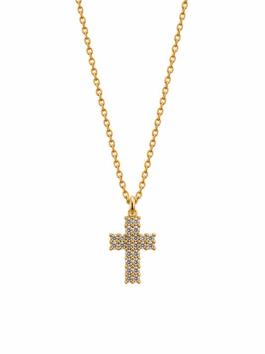 Guld kors med diamanter i 14 kt guld