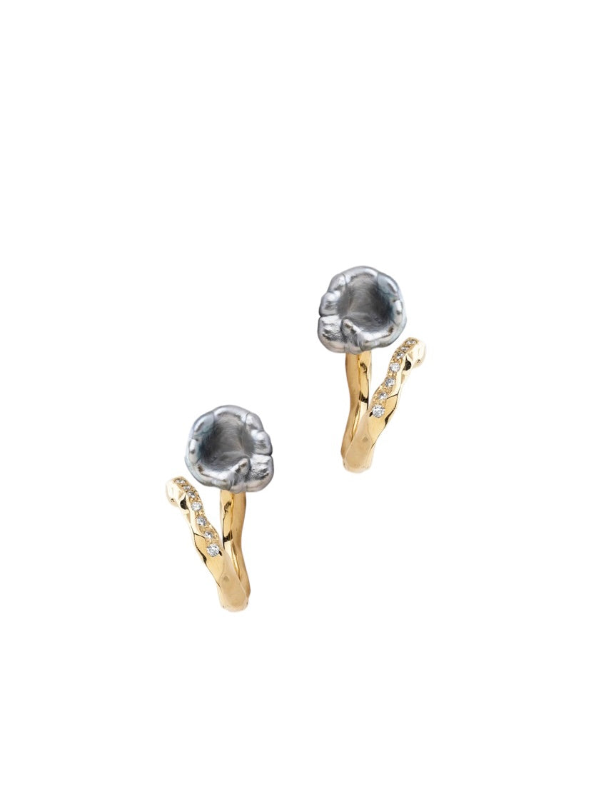 Luna Twist Keshi kreoler i 14 kt. Guld