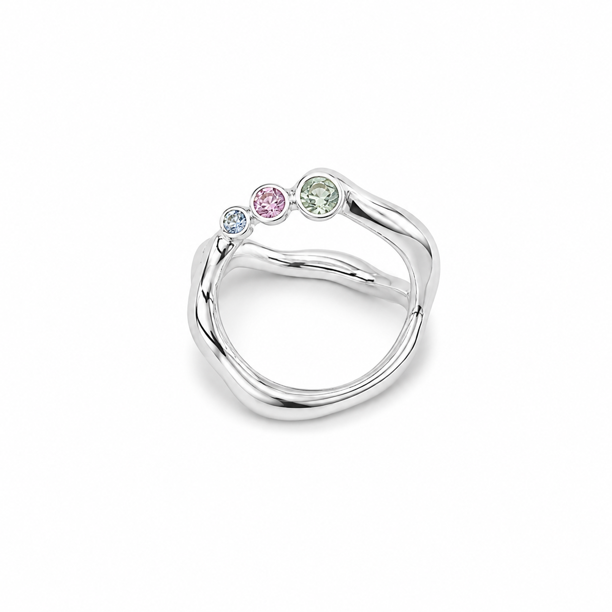 Curves Big safir sølv ring