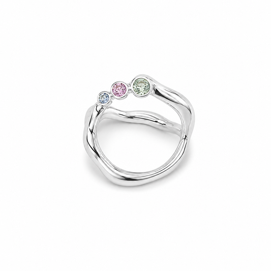 Curves Big safir sølv ring