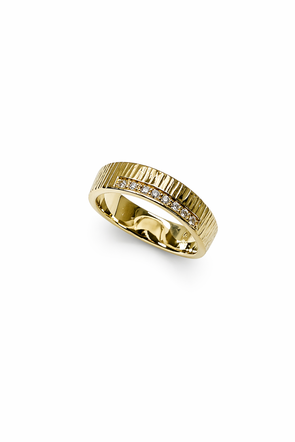 Wave Pave 14 kt guld ring