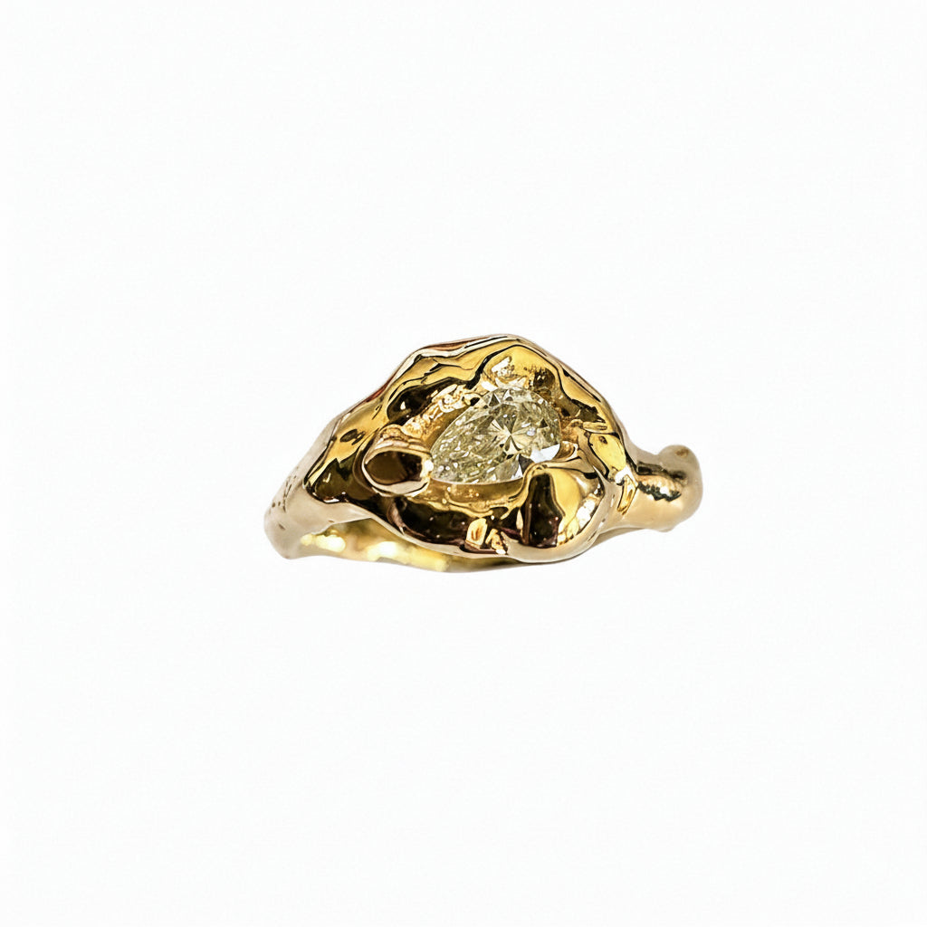Echo Sciolto Drop diamant ring i 14 kt guld