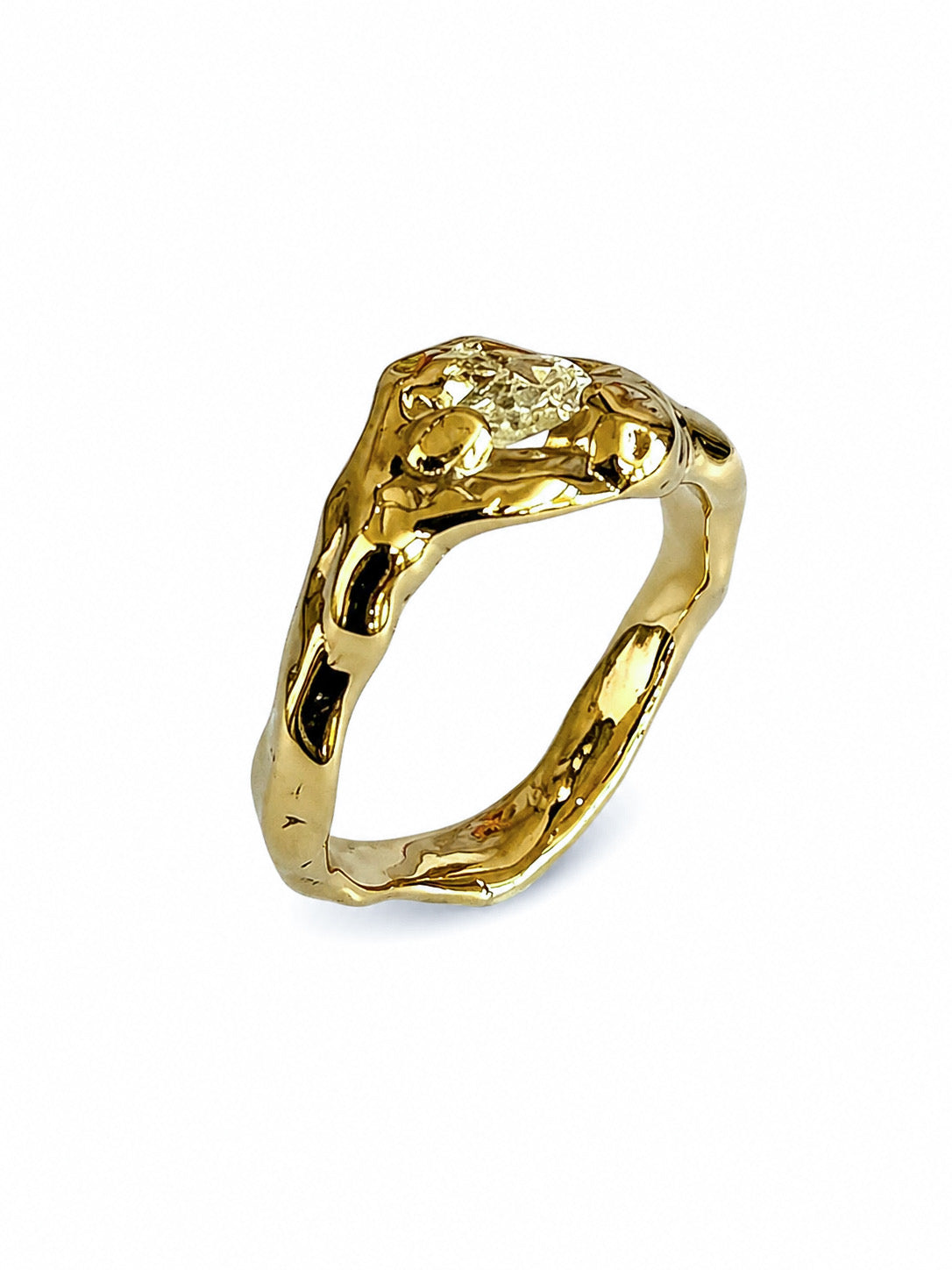 Echo Sciolto Drop diamant ring i 14 kt guld