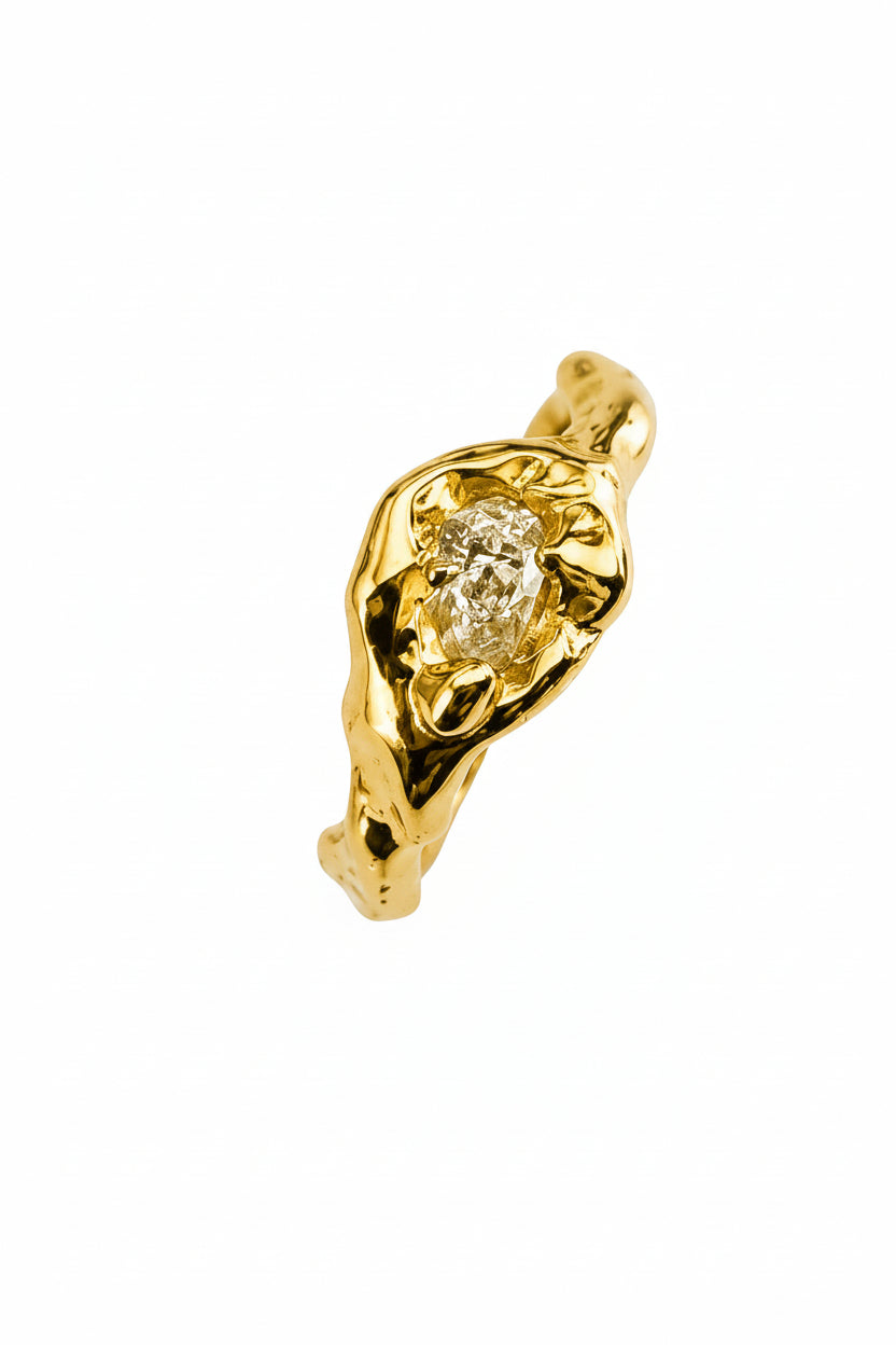 Echo Sciolto Drop diamant ring i 14 kt guld