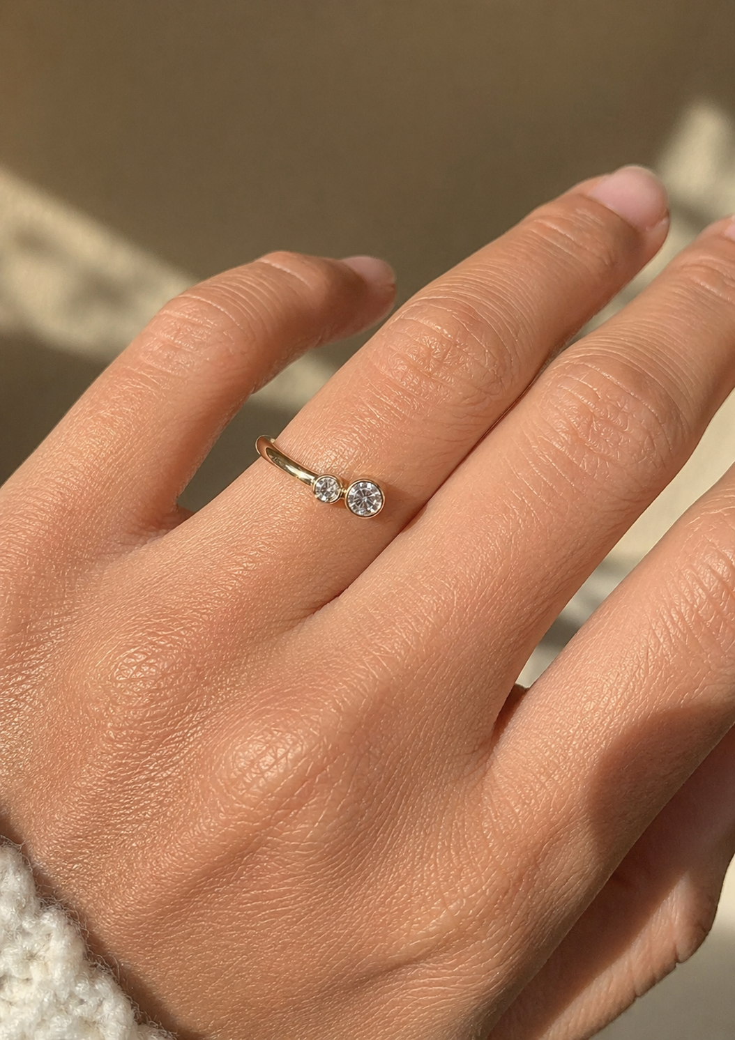 Duo Diamond Twist i 14 kt guld