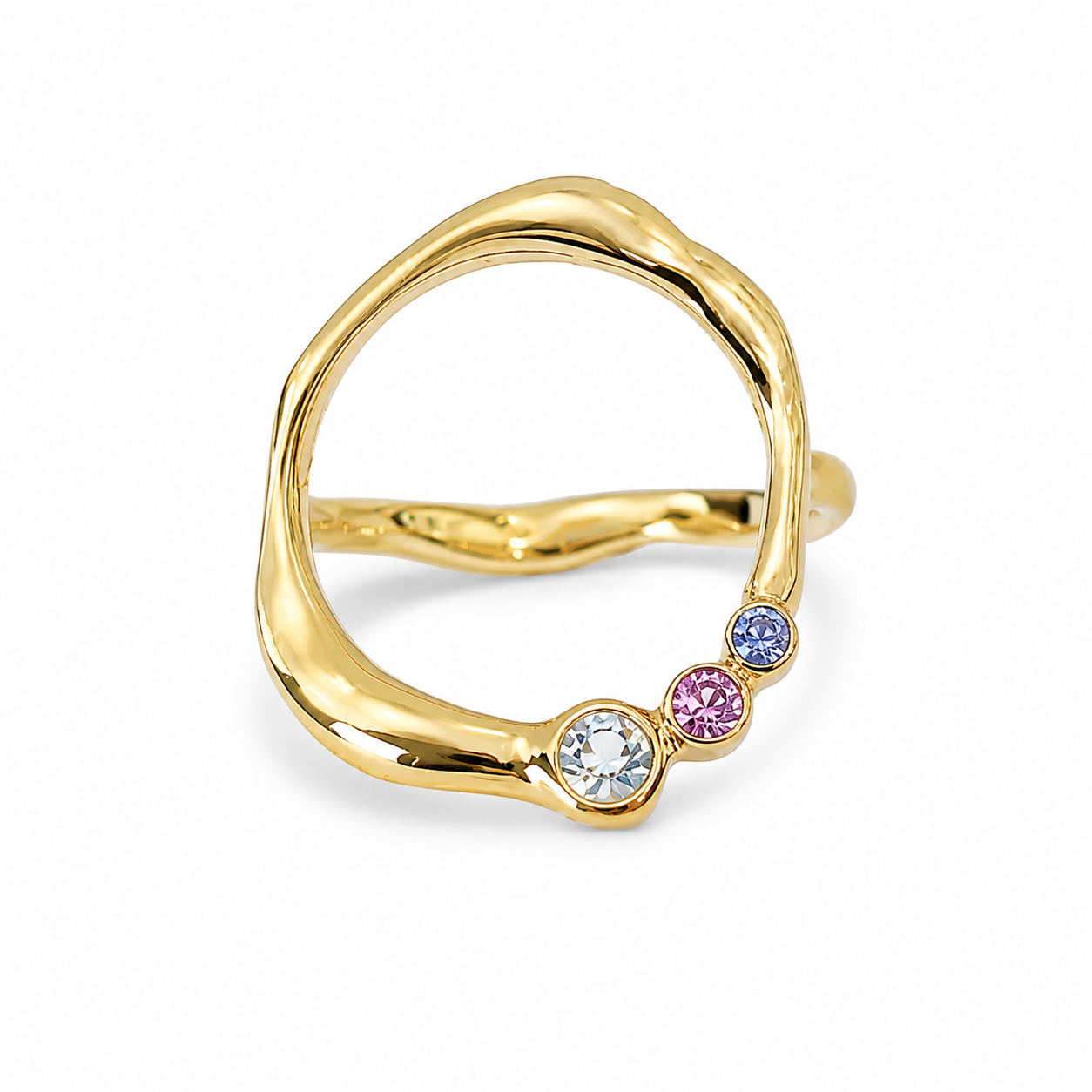 Curves Big safir forgyldt ring