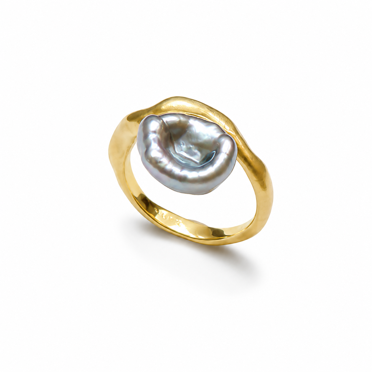 Keshi Curves forgyldt sølv ring