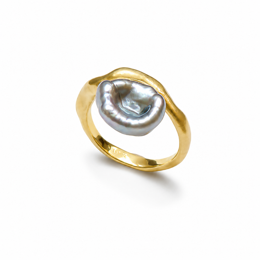 Keshi Curves forgyldt sølv ring
