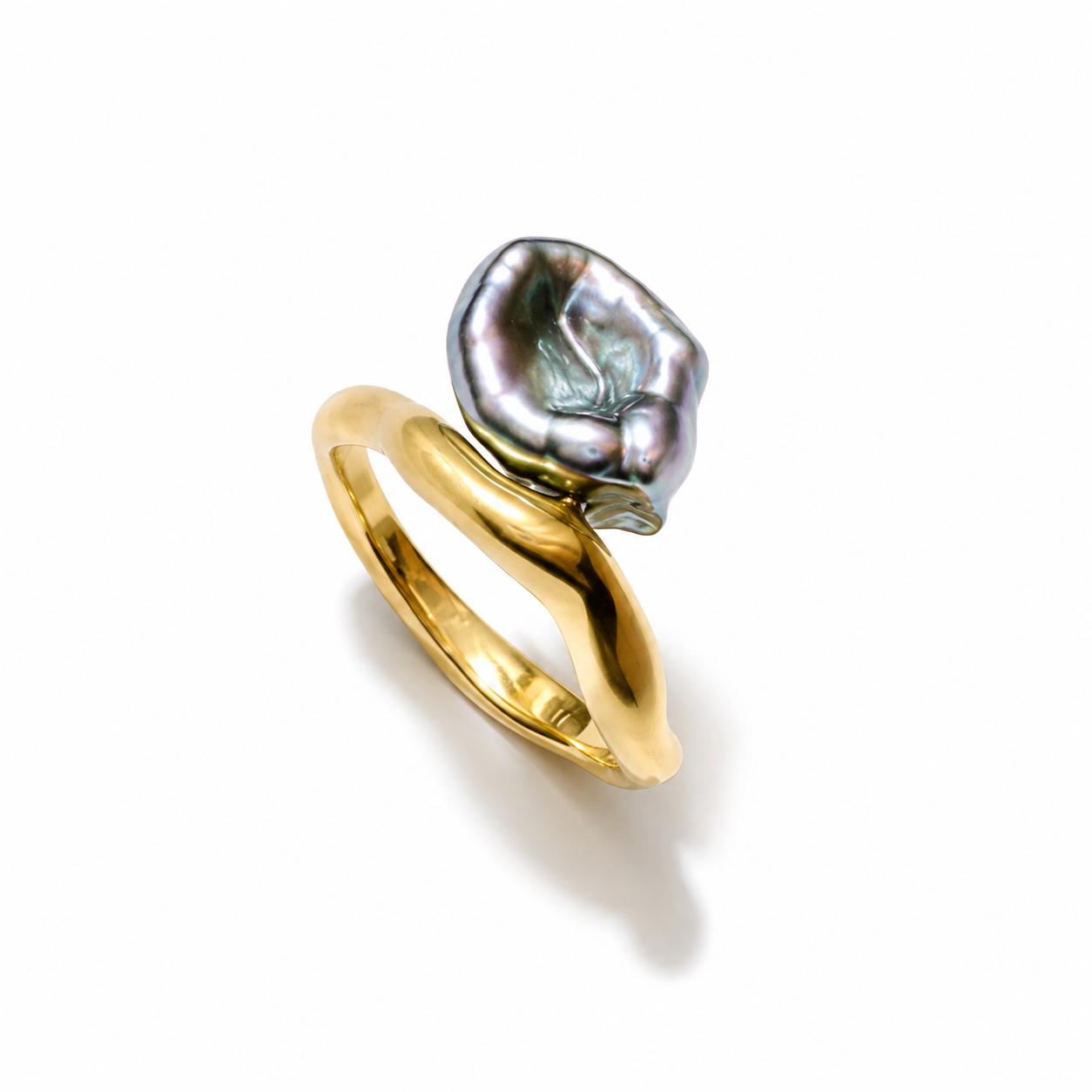 Keshi Curves forgyldt sølv ring