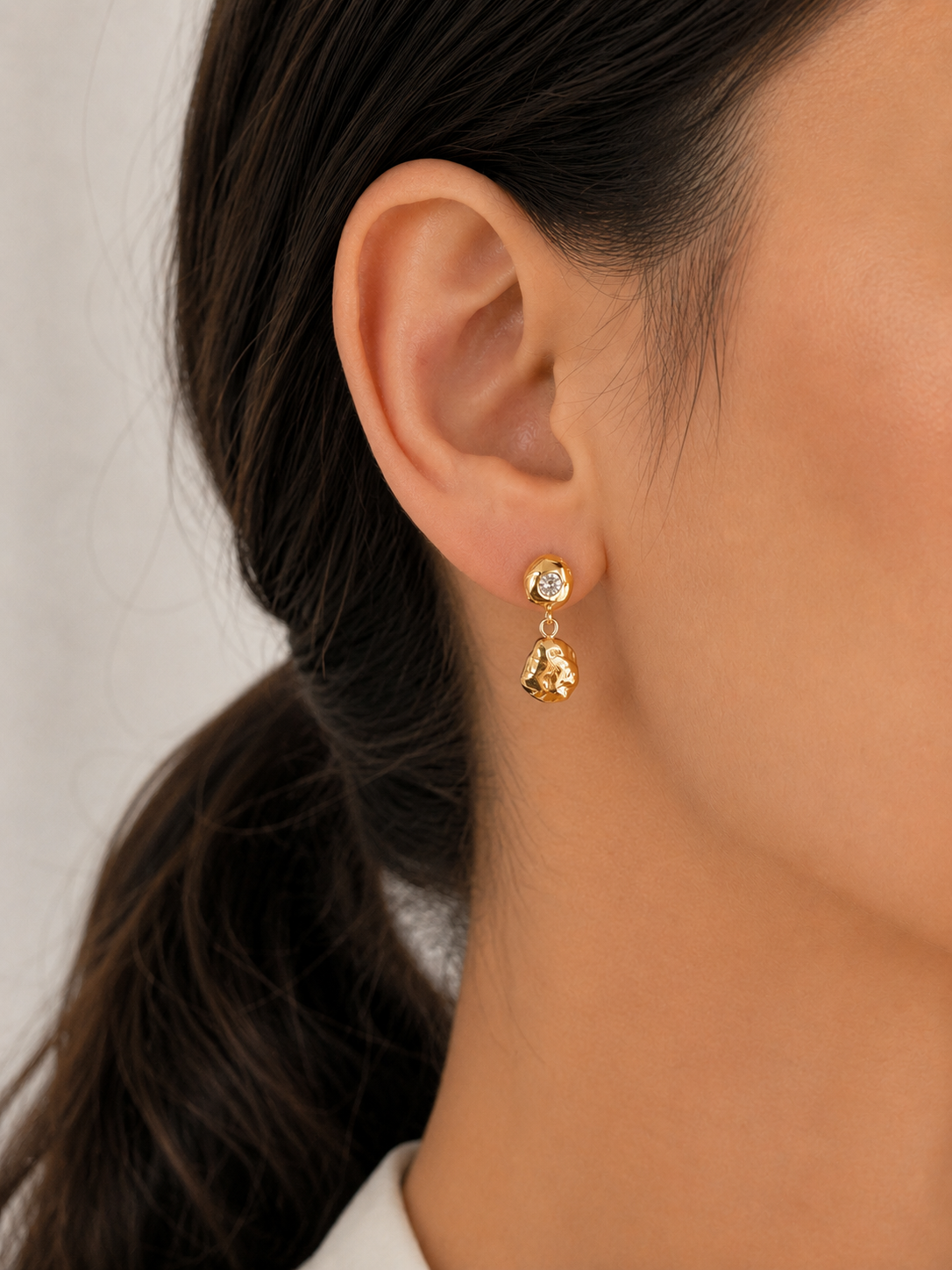 Echo Double Drop diamant 14 kt guld øreringe