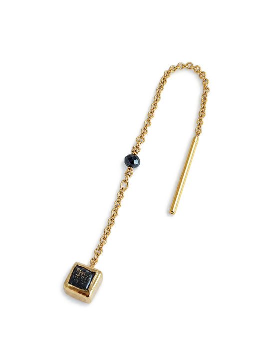Grezza Black small ørering i 14 kt guld