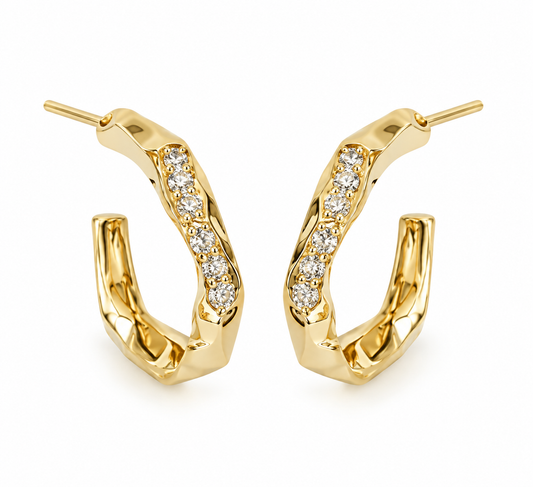 Luna Exclusiva kreoler i 14 kt. Guld med diamanter