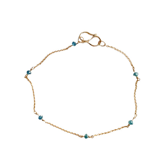 Beads 14 kt gold turquoise diamond bracelet