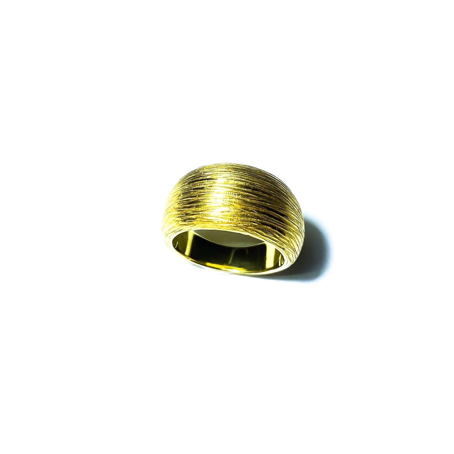 Bubble Signet gold plated silver ring, side view.