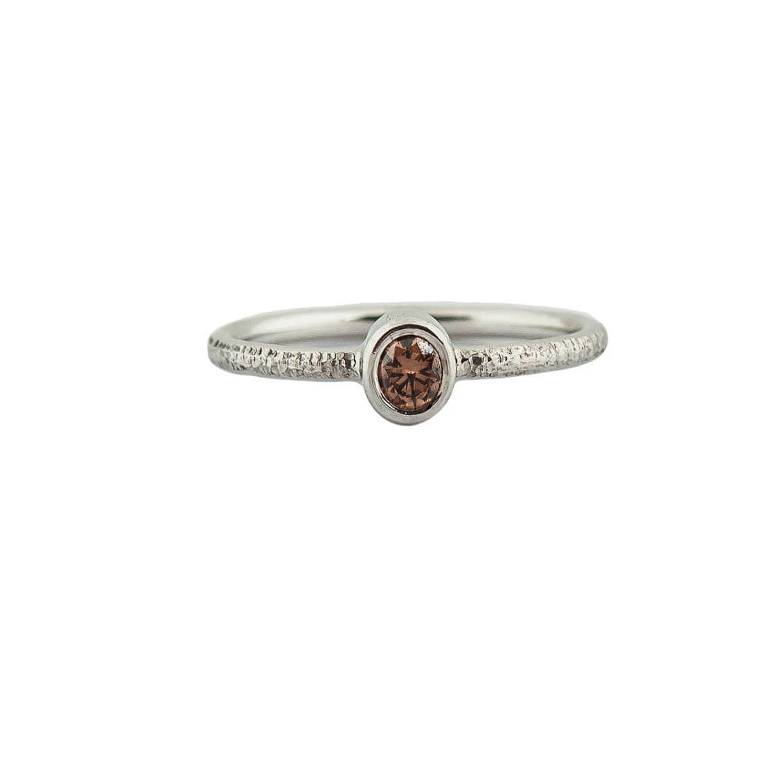 Cognac 14 kt white gold diamond ring.