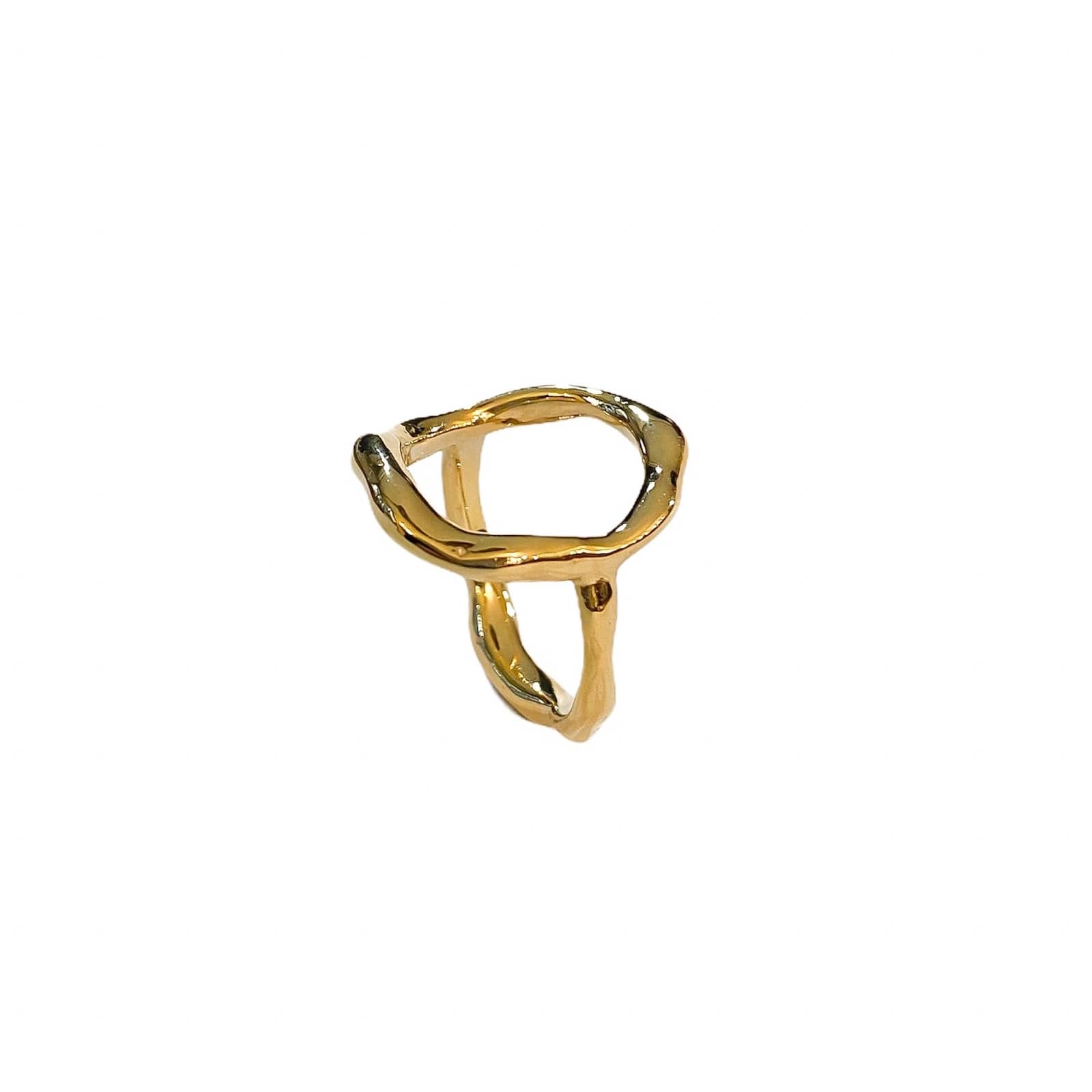Curves Big gold plated silver ring, from above.