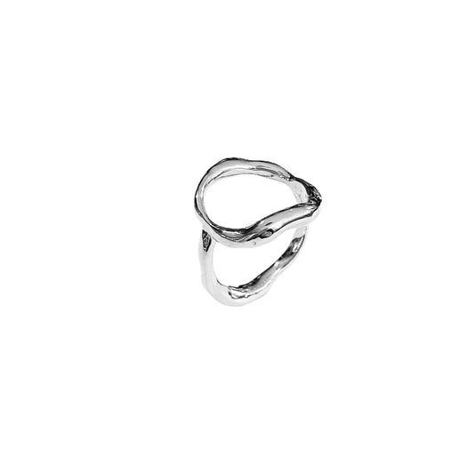Curves Big silver ring, top view.
