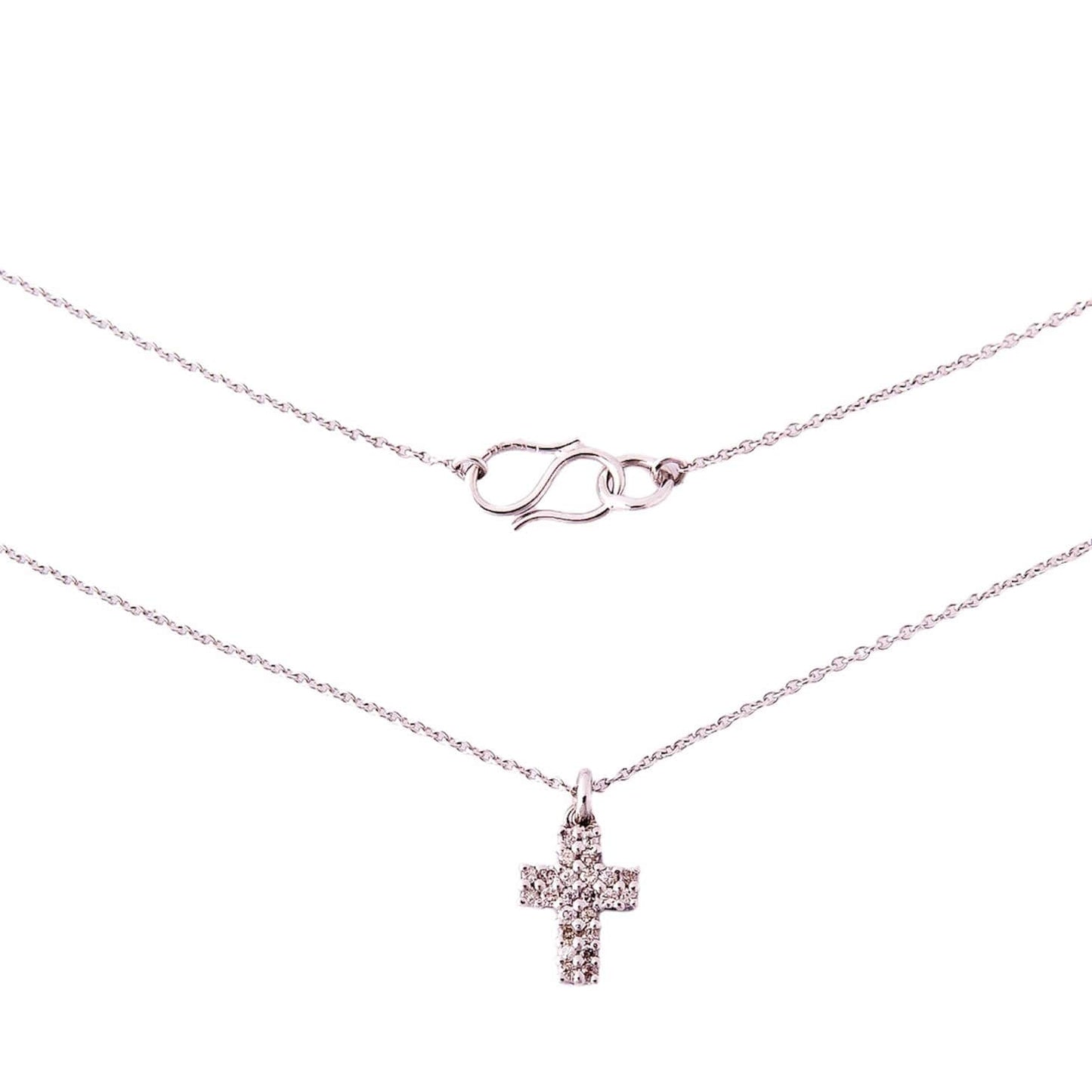 Diamond Cross 14 kt white gold necklace.