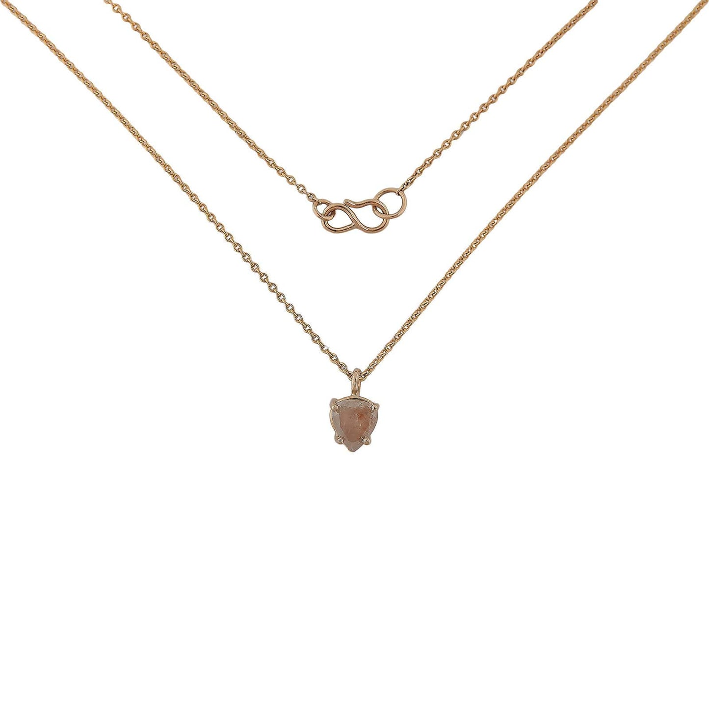 Fancy Opaque 18 kt gold diamond necklace hanging.
