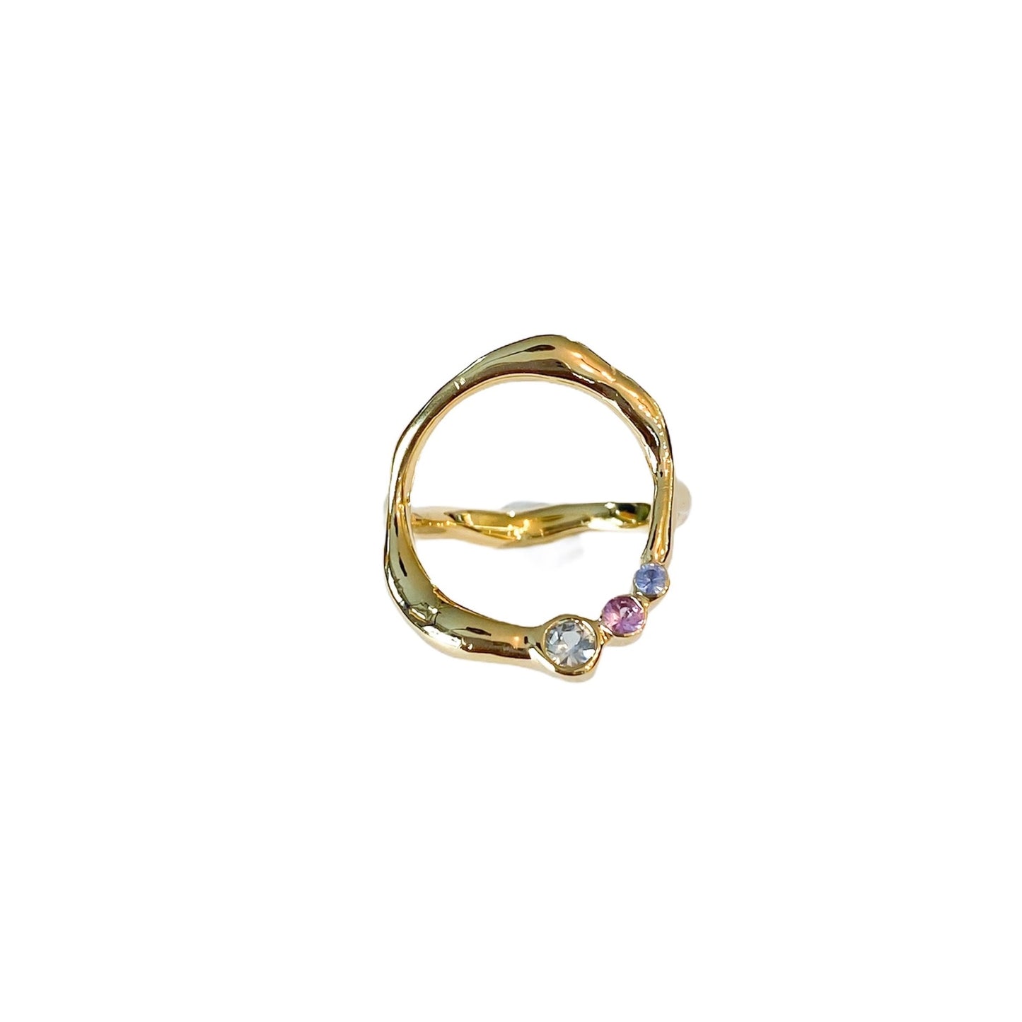 Curves Big gold plated silver sapphire ring