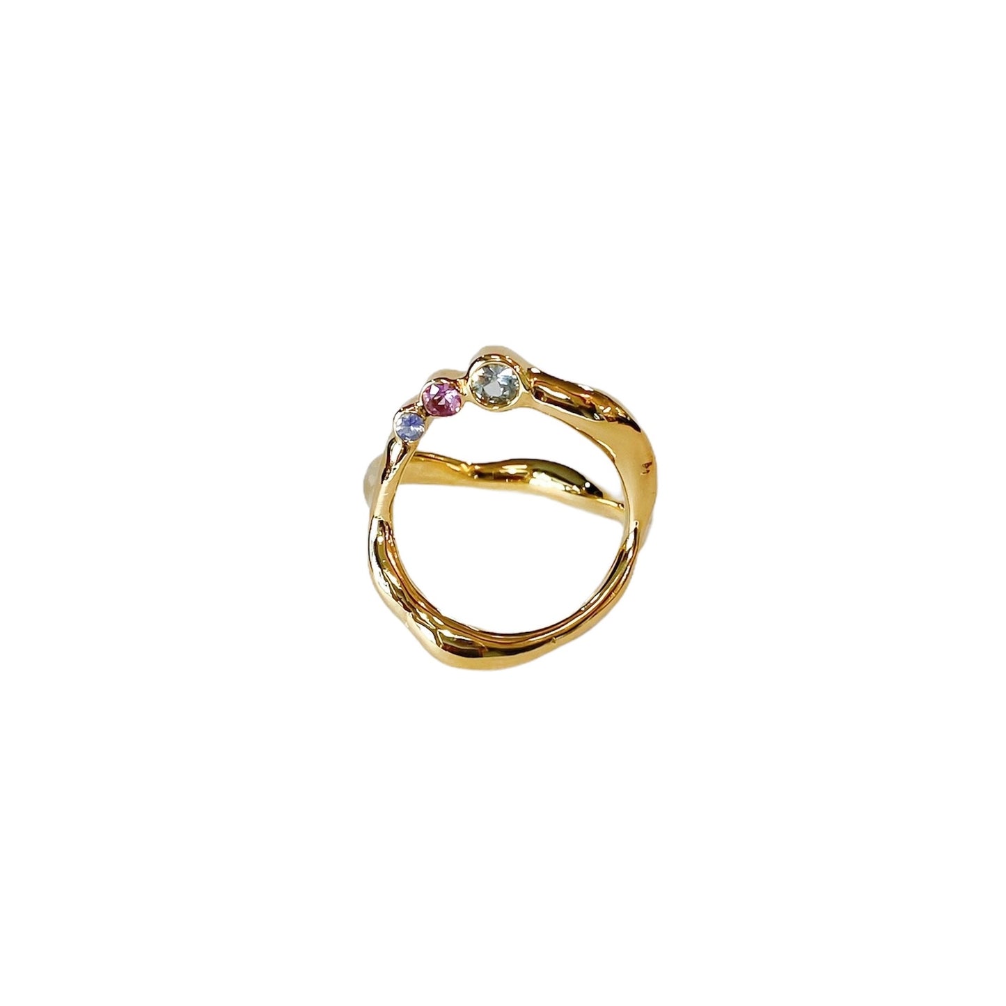 Curves Big gold plated silver sapphire ring