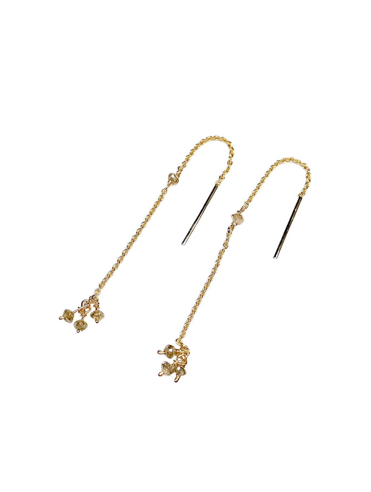 Diamond beads earrings on a chain