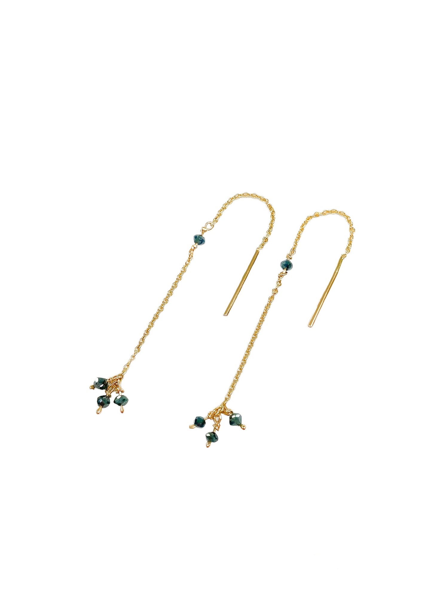 Diamond beads earrings on a chain