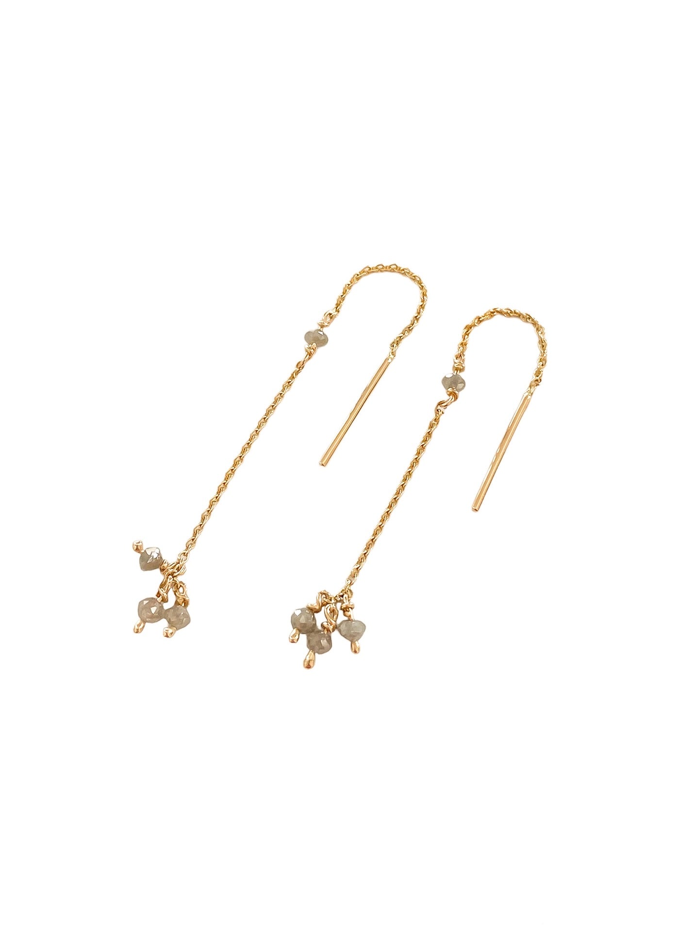 Diamond beads earrings on a chain