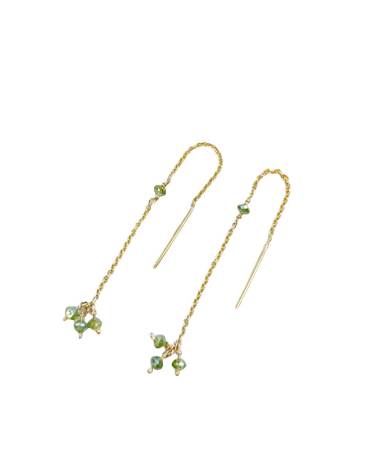 Diamond beads earrings on a chain
