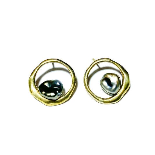 Keshi Curves gold plated silver earrings.