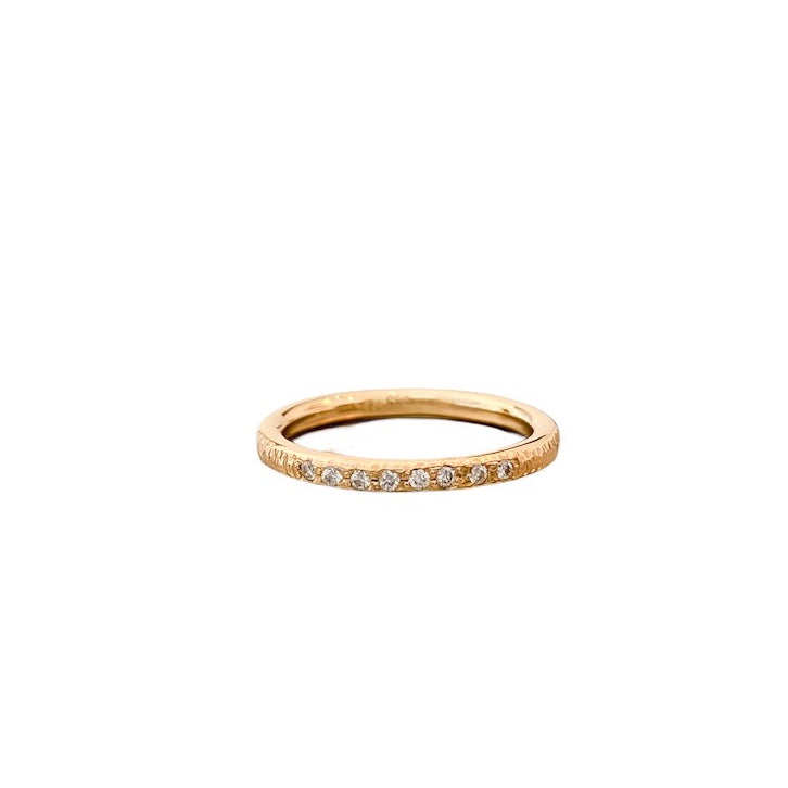 Pavement Diamond 14 kt gold ring, front view.