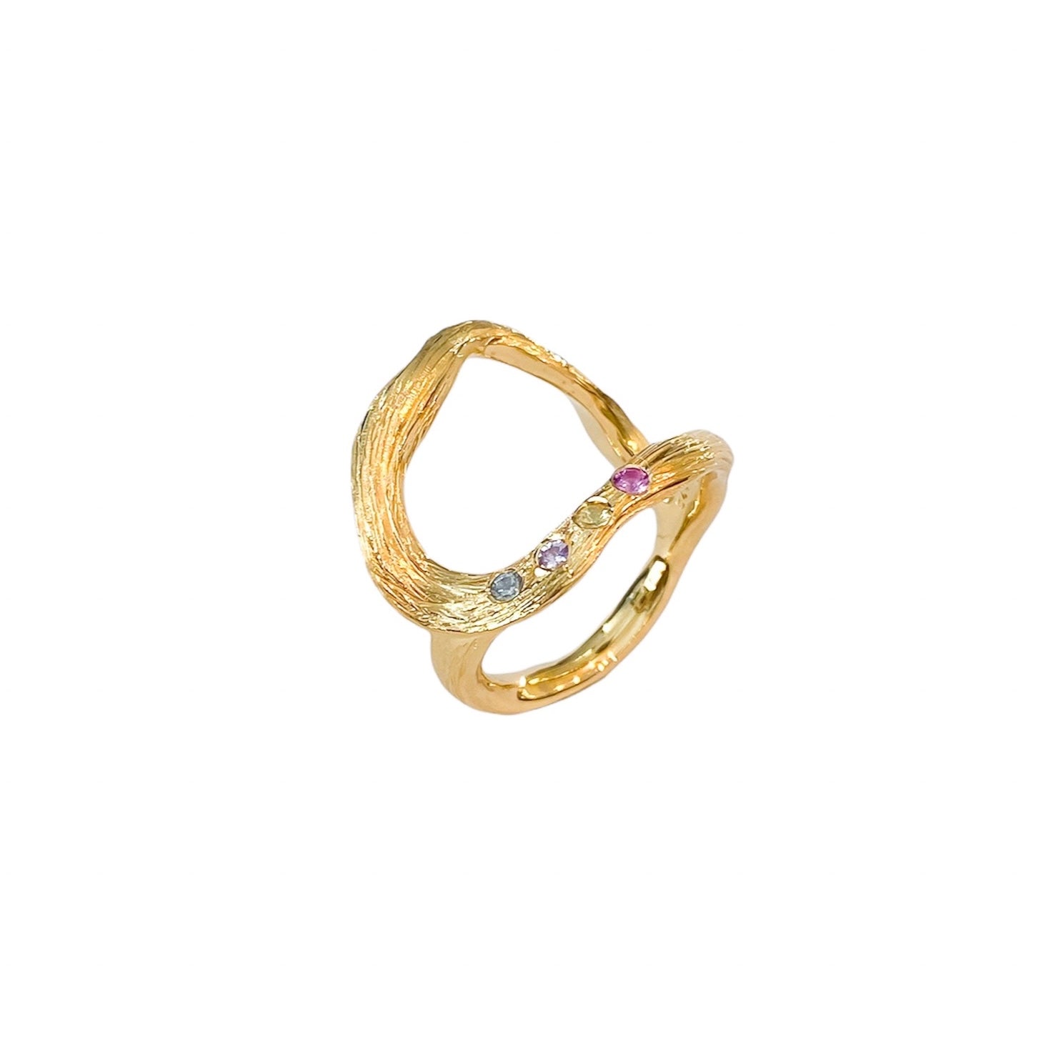 Simone Noa Oceania gold plated silver ring, left side view.